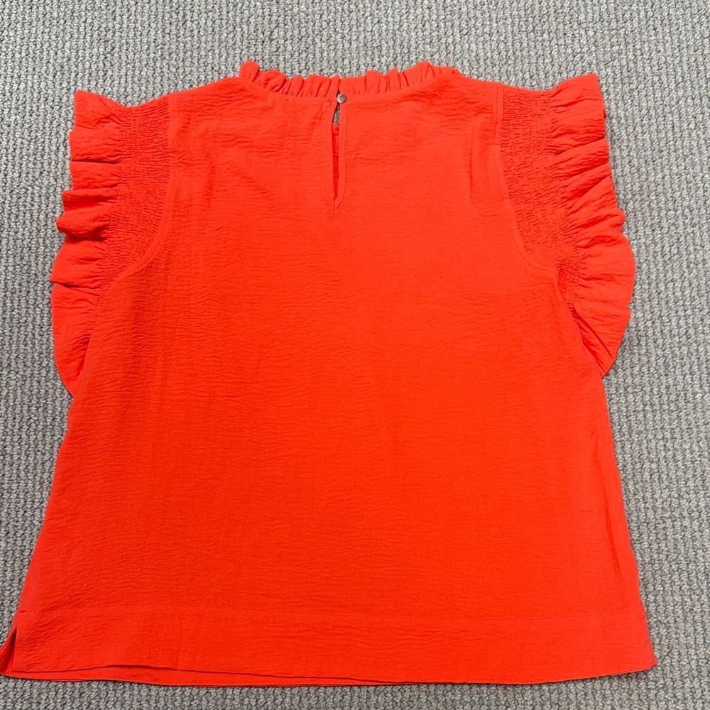 JODIFL (by Gaudie) Beautiful Orange Top with Puff Sleeves, Size Large - Picture 8 of 11